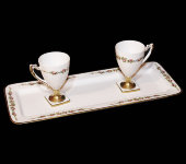 Кофейный набор (2 чашки + поднос), Tiche Porcellane