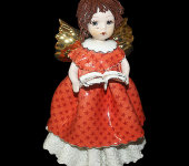 Статуэтка "Ангел с книгой", в красном платье, с тёмными волосами, Zampiva