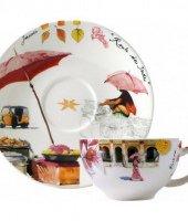 Чашка и блюдце для завтрака "Индиго", Gien