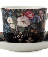 Чашка с блюдцем Полночные цветы, большая, в подарочной упаковке