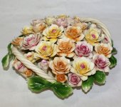 Декоративная корзина с розами, Artigiano Capodimonte