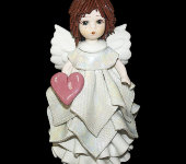 Статуэтка "Ангел с сердцем", белый, с тёмными волосами, Zampiva