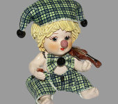 Статуэтка "Клоун - мальчик со скрипкой в зеленом костюме", Zampiva
