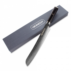 HC/HEXA-EW-BR-20 Нож кухонный, для хлеба 23 см, дамасская сталь VG10 (67 слоев), рукоять черное дерево (DBRK-BA) item