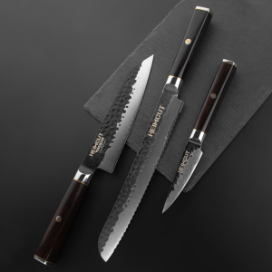 HC/HEXA-EW-BR-20 Нож кухонный, для хлеба 23 см, дамасская сталь VG10 (67 слоев), рукоять черное дерево (DBRK-BA) item