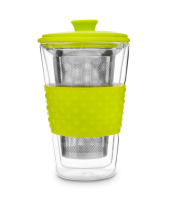 Кружка со съемным фильтром для заваривания чая 250 мл, стекло, силикон, нерж. сталь