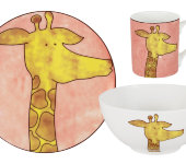 Набор из 3-х предметов Жираф: кружка, тарелка, миска