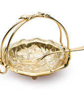 Оливница с вилочкой и блюдцем, коллекция "Gold plated", Chinelli