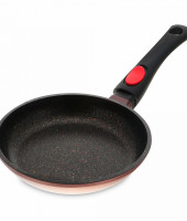 Сковорода диам. 28 см, выс. 5 см, для инд. плит, съемная ручка-бакелит, литой алюм. с каменным покр.