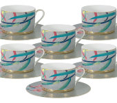 Чайный набор : 6 чашек (сер) + 6 блюдец Восточная лилия