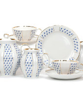 Чайный сервиз 21/6 "Белый лебедь - Ситец", Дулёвский фарфор