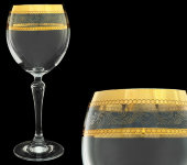 Бокал для вина "Люция - Широкое золото + бесцветная волна", набор 6 шт, Rona