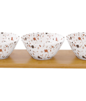 Набор д/закуски: 3 салатника на подносе Терраццо в подарочной упаковке