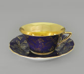 Чайная пара 100 мл Виндзор (Windzor), D411, Золотые листья, фиолет, Leander