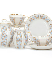 Чайный сервиз 21/6 "Белый лебедь - Конфетти", Дулёвский фарфор