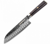 HC/HEXA-EW-SA-18 Нож кухонный, Santoku 18 см, дамасская сталь VG10 (67 слоев), рукоять черное дерево (DSK-BA)