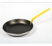 Сковорода антипригарная, желтая ручка из нержавеющей стали, "Шок", De Buyer
