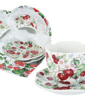 Набор: 2 чашки + 2 блюдца Земляника