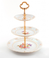 Горка (этажерка) 3 уровня, Соната "Перламутр, цветы", 0656, Leander