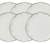 Набор тарелок десертных "Белый с золотом", 23 см, 6 шт, Narumi