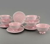 Набор чашек для чая, 6 шт, Соната Розовый фарфор "Серые узоры", 3002, Leander