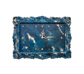 Часы настенные картина с люминофором синий, Арбет-мрамор