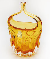 Корзинка амбер, гутинское стекло, Egermann