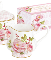 Набор: сахарница + молочник Дамасская роза в подарочной упаковке