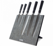 HC/OCTA-0416-SET Набор кухонных ножей на магнитной подставке Vintage Grey, дамасская сталь VG10 (67 слоев), рукоять черное дерево, Octa Damascus
