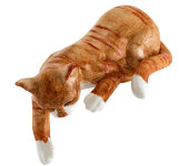 Статуэтка "Полосатая кошка лежащая", рыжий, Ahura
