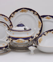 Столовый сервиз 25/6 Соната "Кобальт, Золотая роза", 1457, Leander