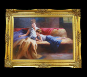 Картина "Мама с дочкой за чтением", 50х70 см, Bertozzi Cornici
