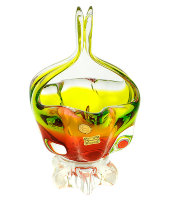 Корзинка "Тропикана" турмалин, гутинское стекло, Egermann